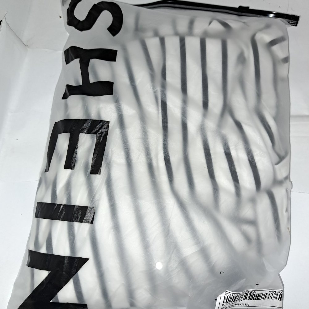 New Shein Striped High Neck Drawstring Tee Small
